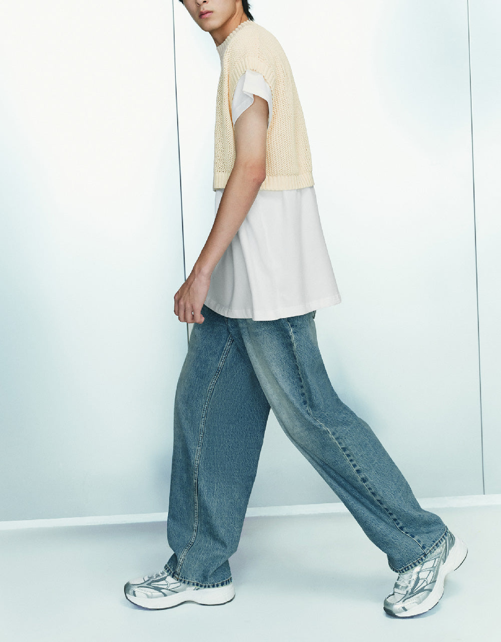 2 In 1 Crew Neck Knitted T-Shirt