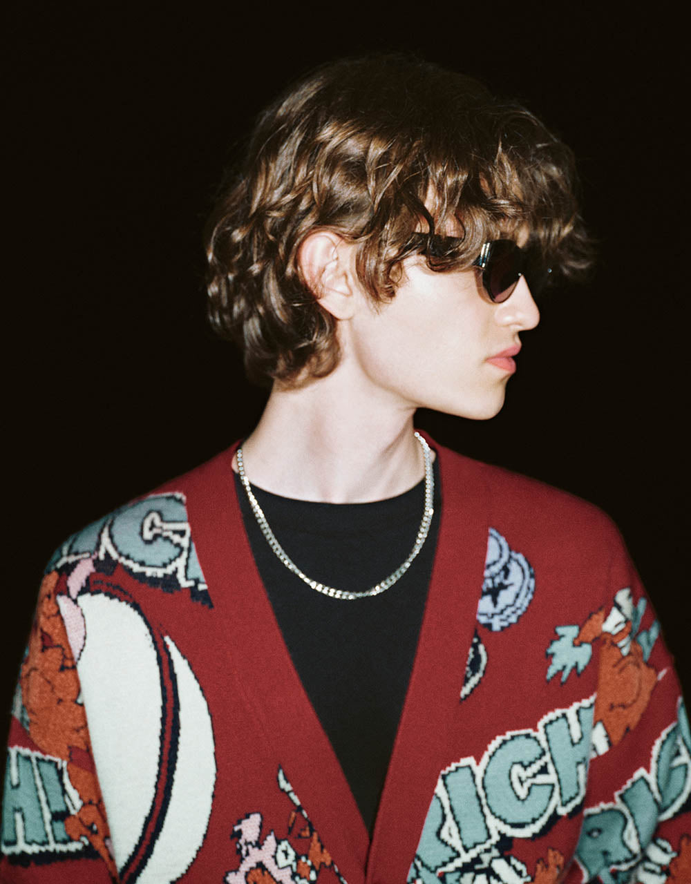 Dragon Embroidered V-Neck Knitted Cardigan
