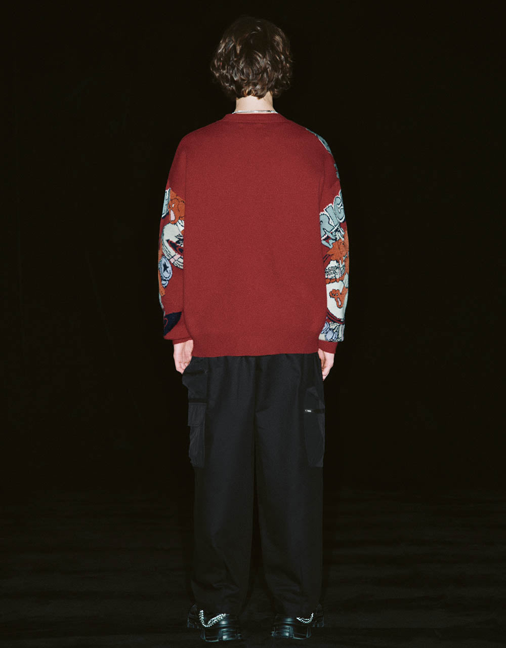 Dragon Embroidered V-Neck Knitted Cardigan