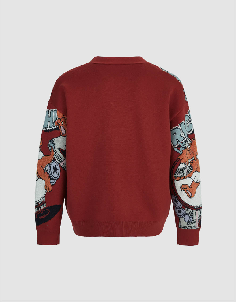 Dragon Embroidered V-Neck Knitted Cardigan