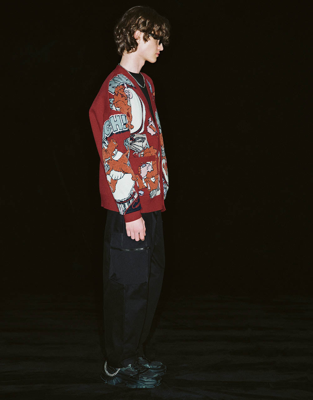 Dragon Embroidered V-Neck Knitted Cardigan