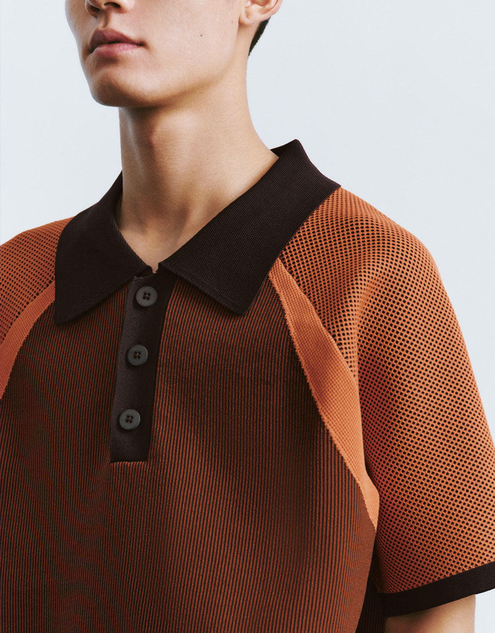 Button Half Placket Knitted T-Shirt