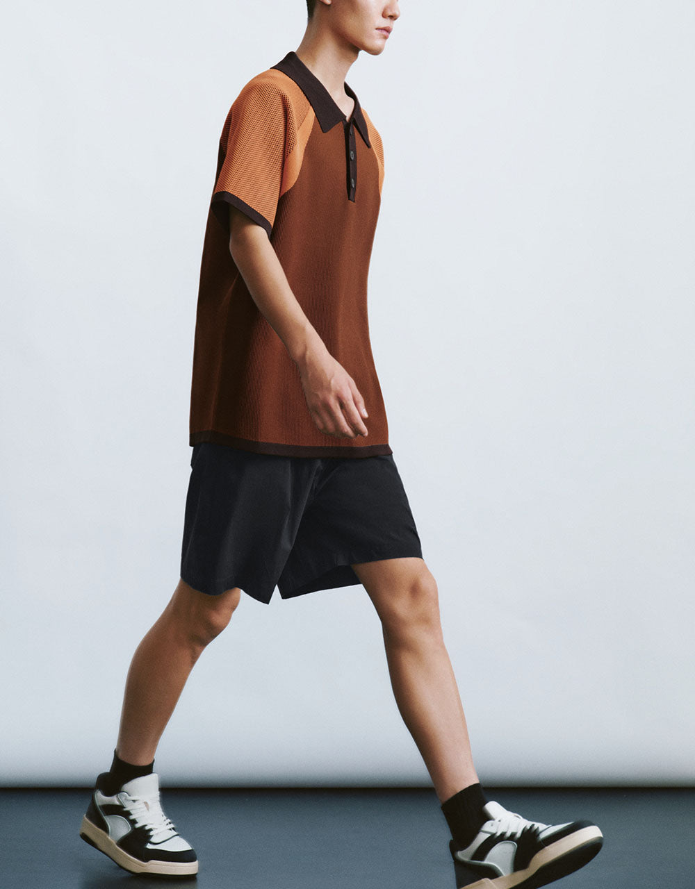 Button Half Placket Knitted T-Shirt