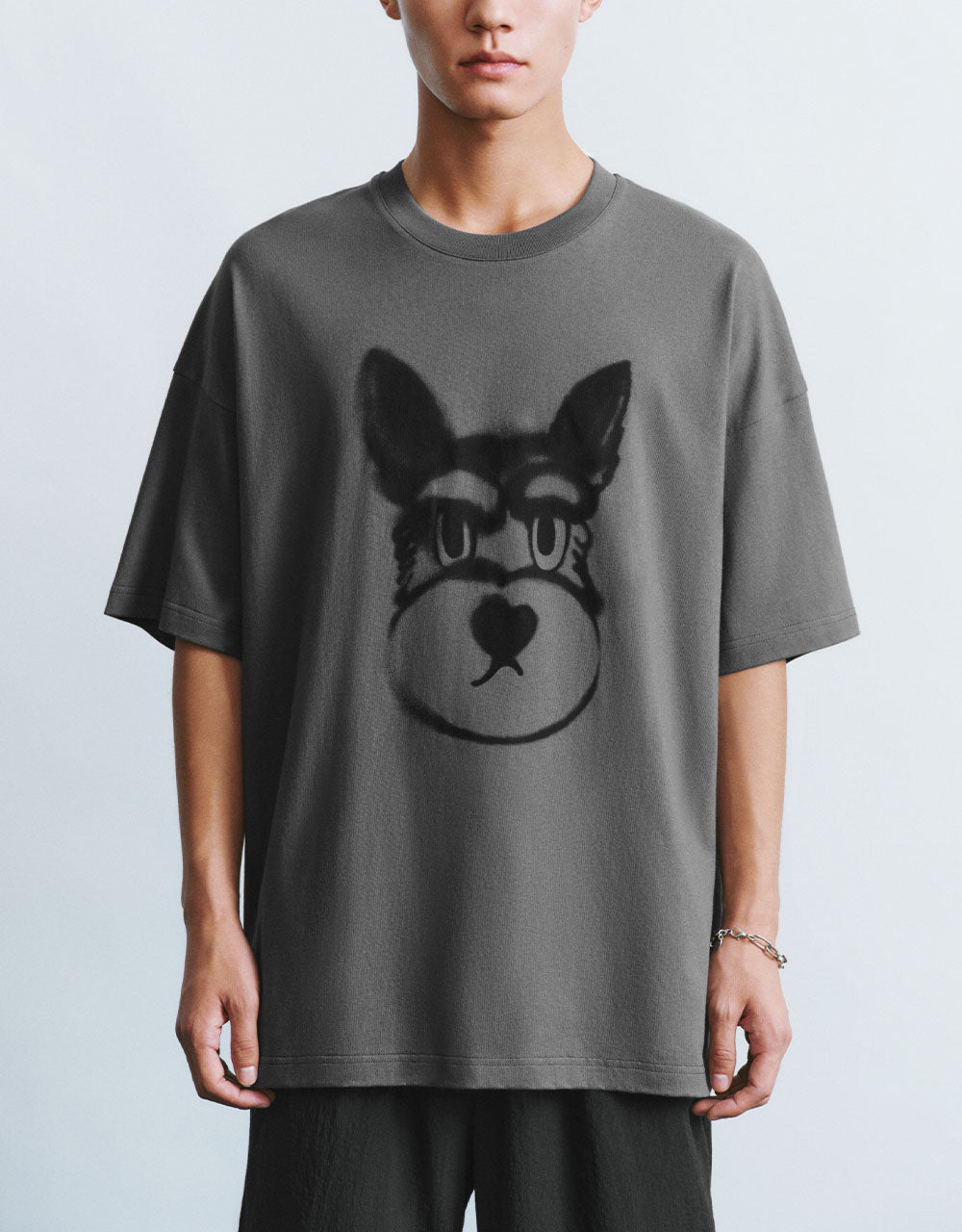 Dog Printed Crew Neck T-Shirt