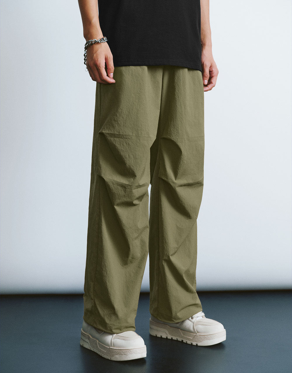 Drawstring Waist Wide-Leg Pants