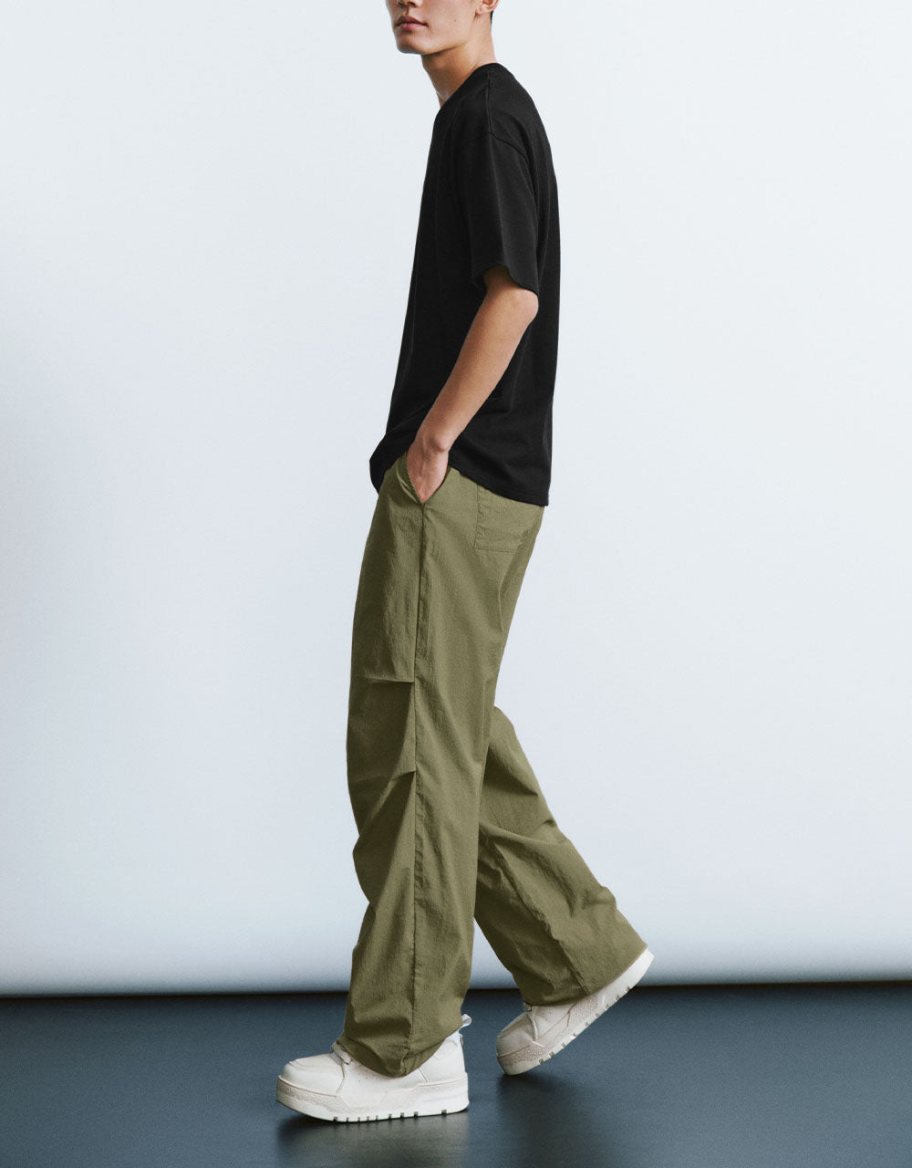 Drawstring Waist Wide-Leg Pants