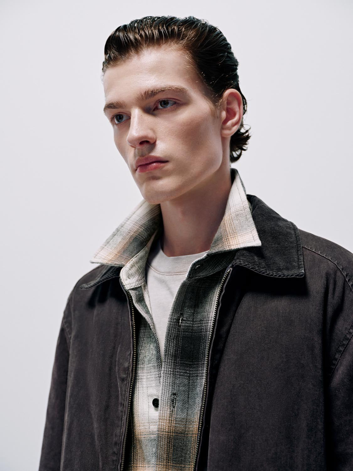 Contrast Collar Zip Up Padded Jackets