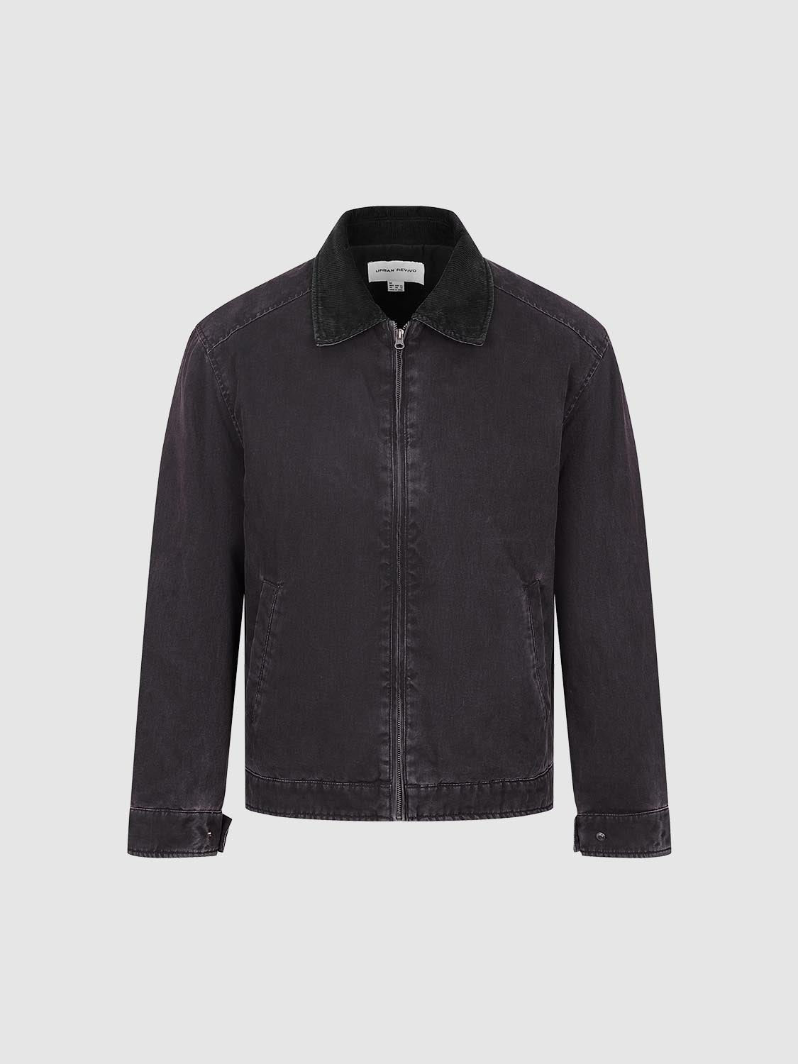 Contrast Collar Zip Up Padded Jackets