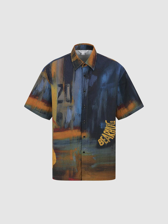 Painterly Print Medium-Stretch Shirt