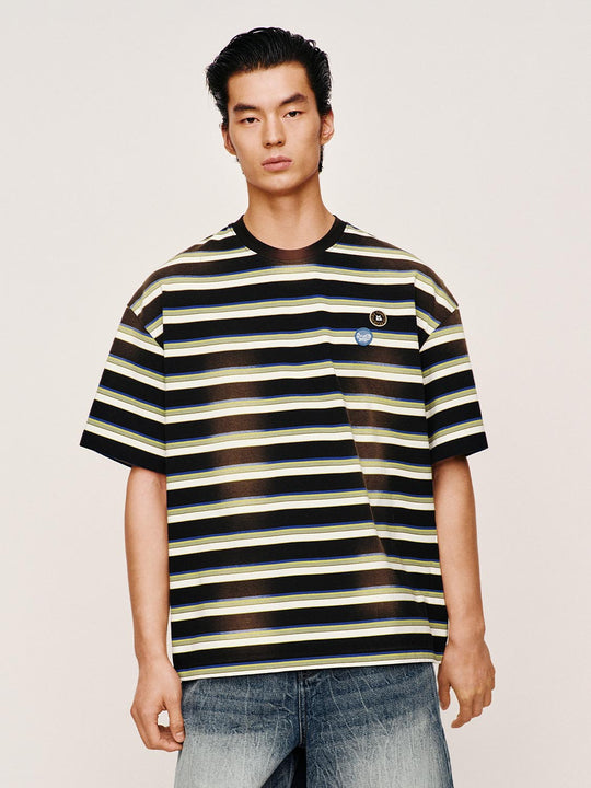 Textured Striped Knit T-Shirts
