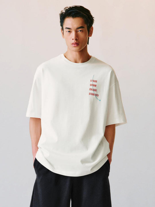 Text Print Crew Neck Short Sleeve Cotton T-shirt