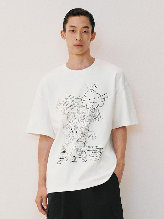 Oversized Graphic Print Short Sleeve Cotton T-shirt