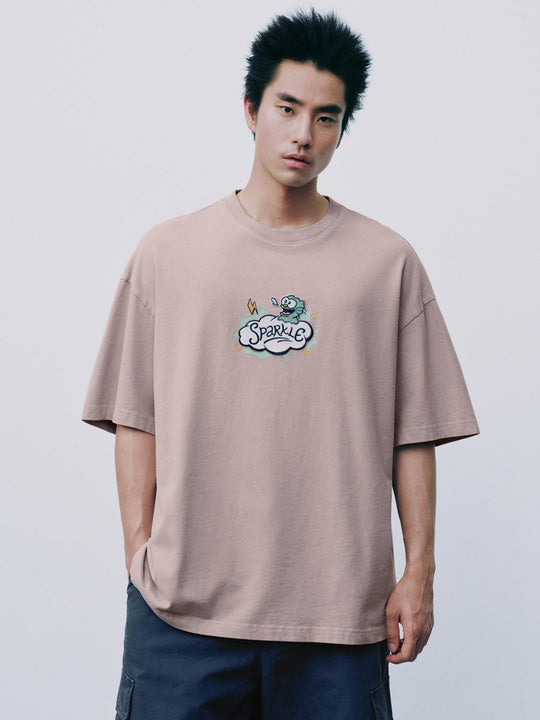 Oversized Sparkle Graphic Print Cotton T-shirt