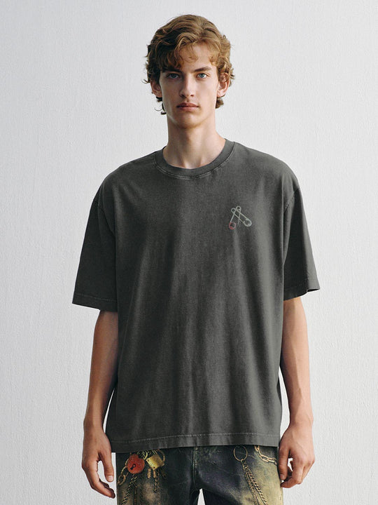 Oversized Washed Dropped Shoulder Crew Neck Cotton T-Shirt
