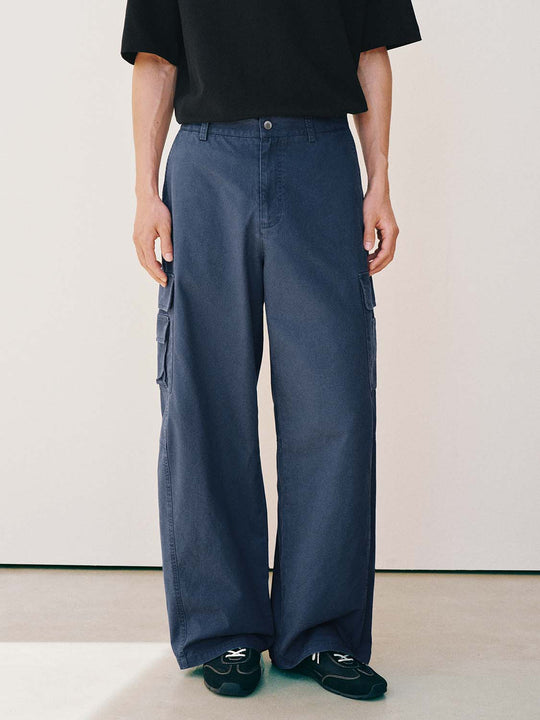 Wide-leg Cargo Cotton Side Pocket Pants