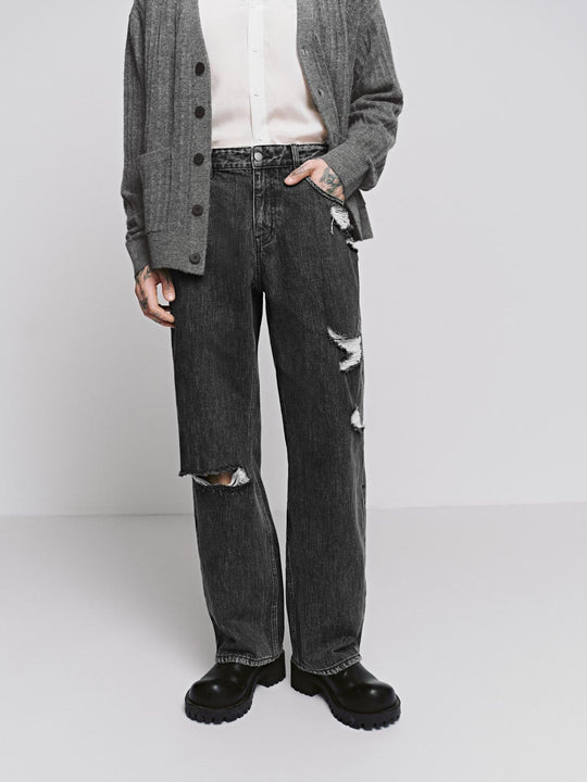 Ripped Wide-Leg Jeans
