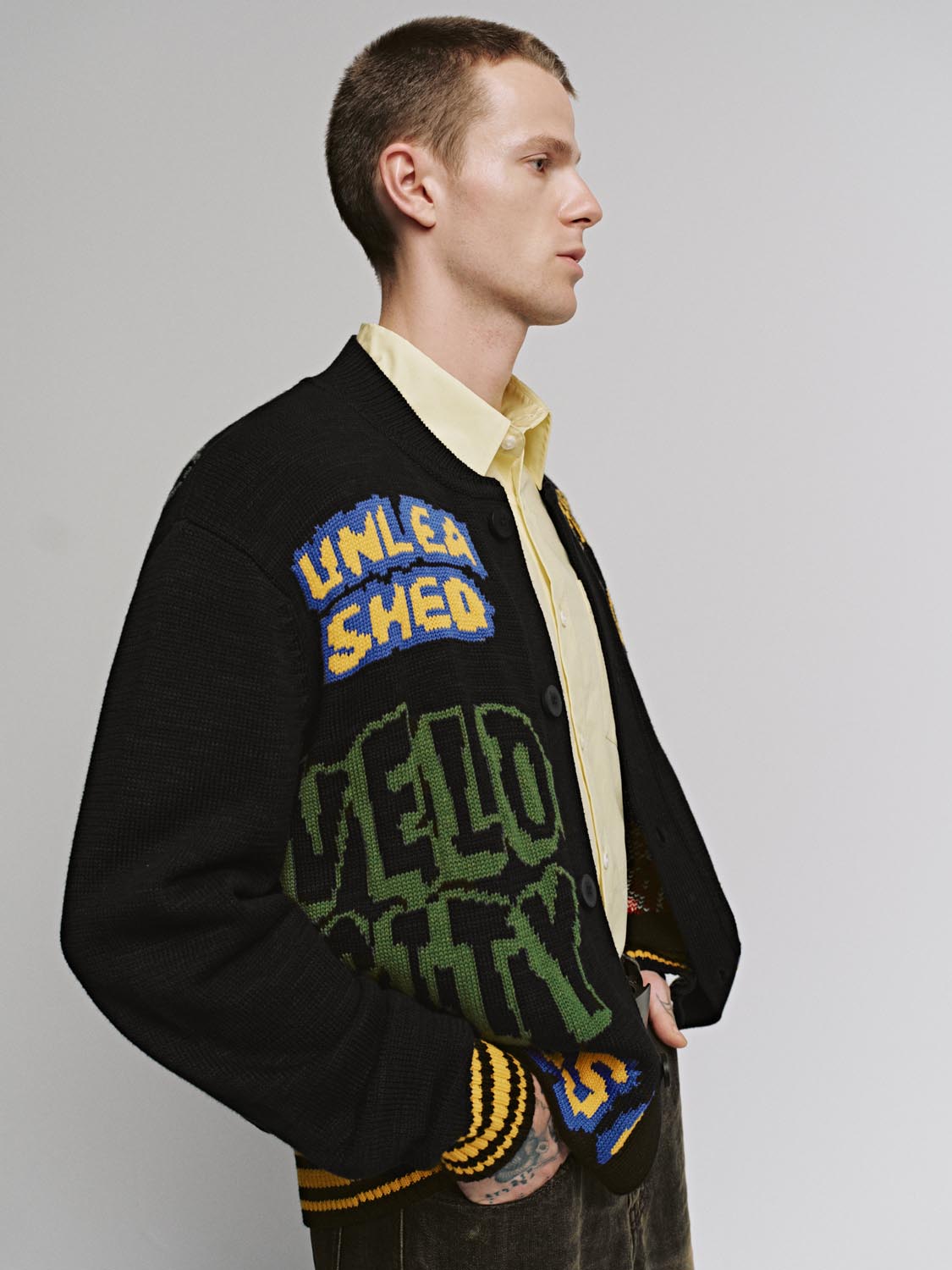 Graphic Print Knitted Cardigan