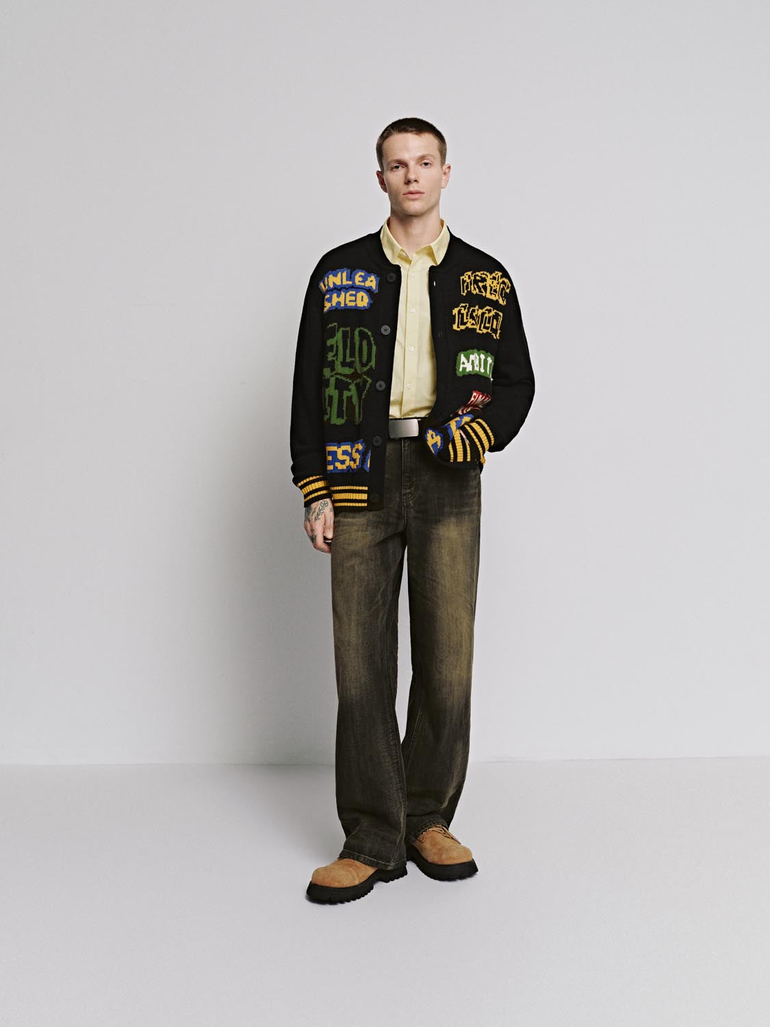 Graphic Print Knitted Cardigan