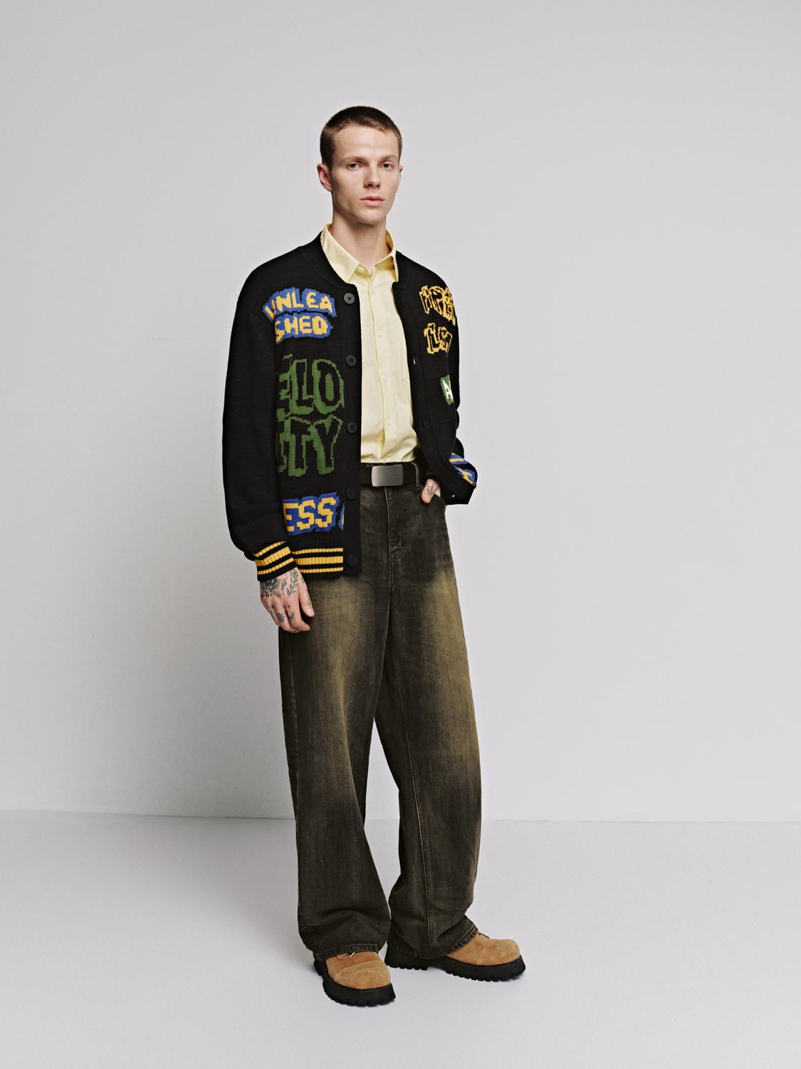 Graphic Print Knitted Cardigan