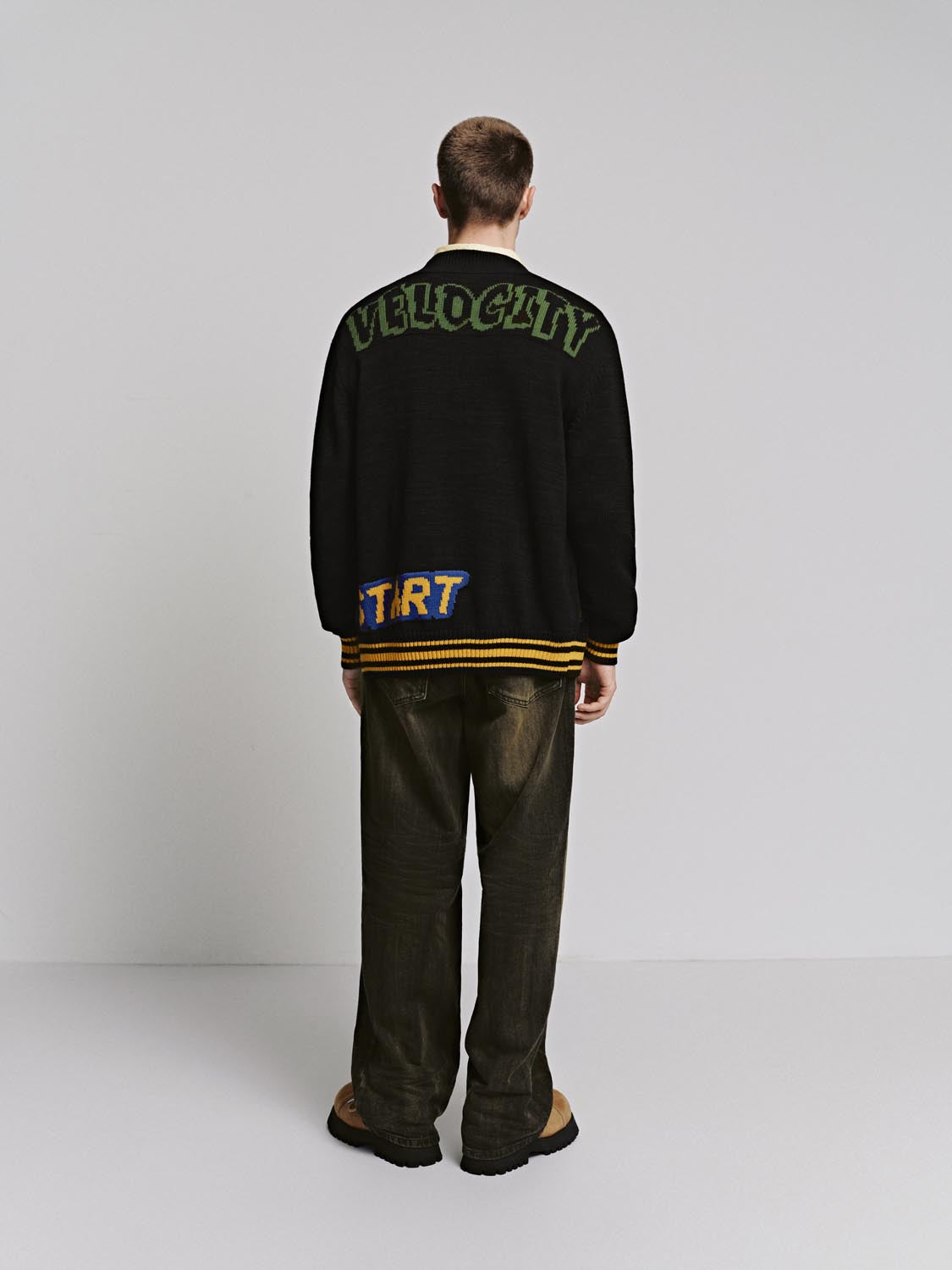 Graphic Print Knitted Cardigan