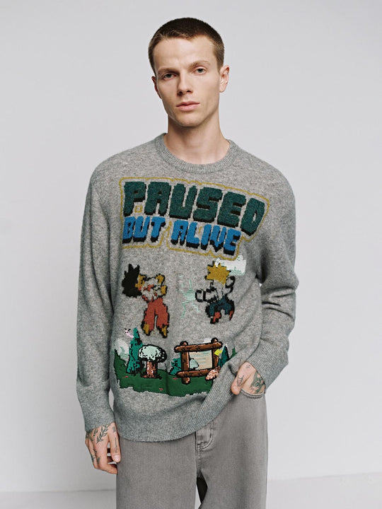 Print Long Sleeve Knitted T-Shirts