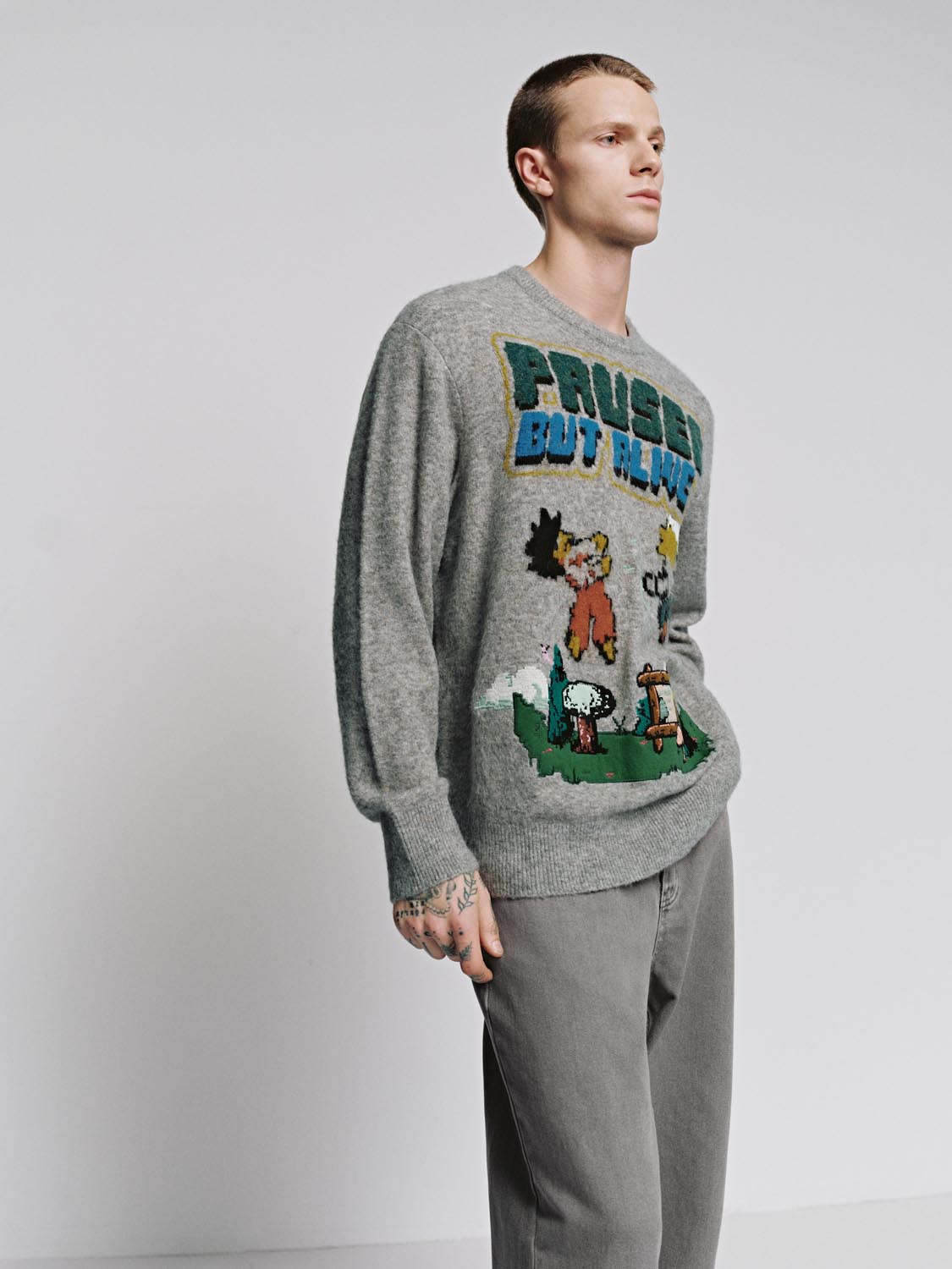 Print Long Sleeve Knitted T-Shirts