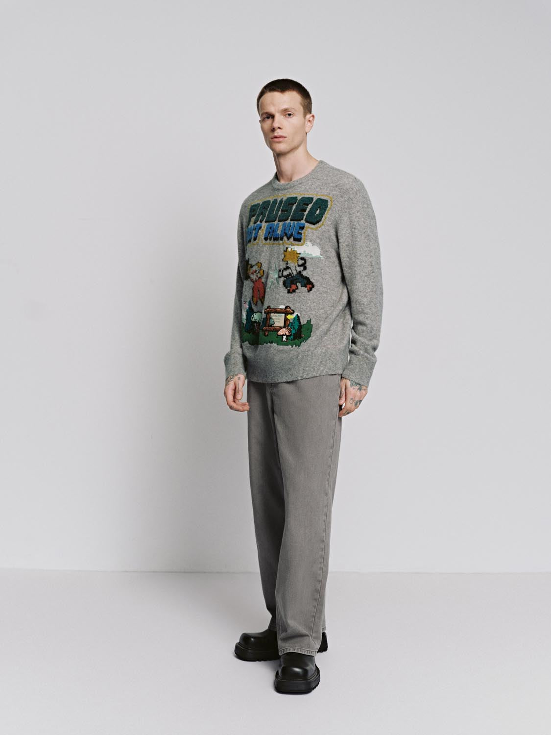 Print Long Sleeve Knitted T-Shirts