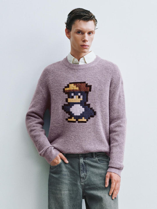 Print Long Sleeve Knitted T-Shirts