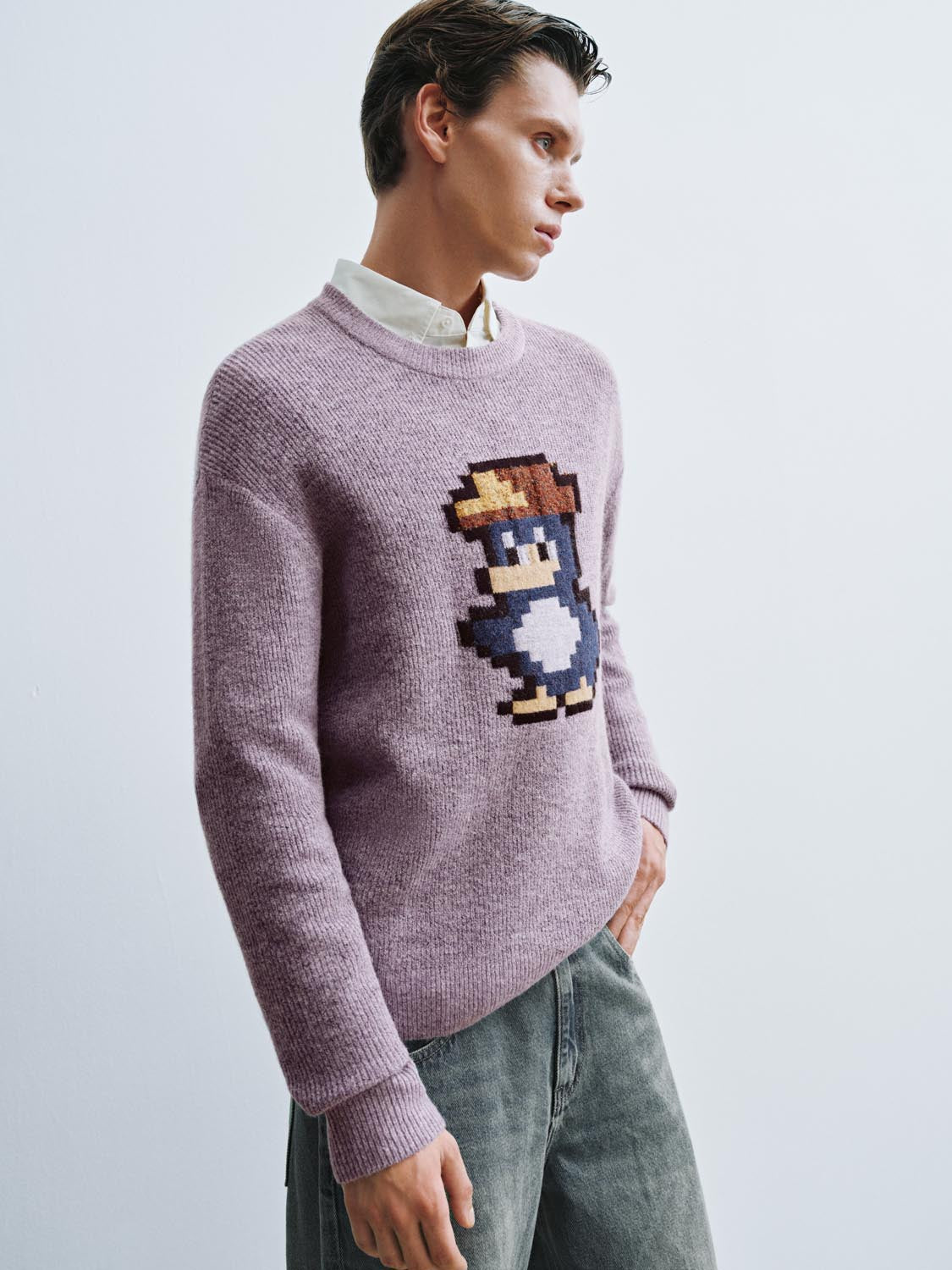 Print Long Sleeve Knitted T-Shirts