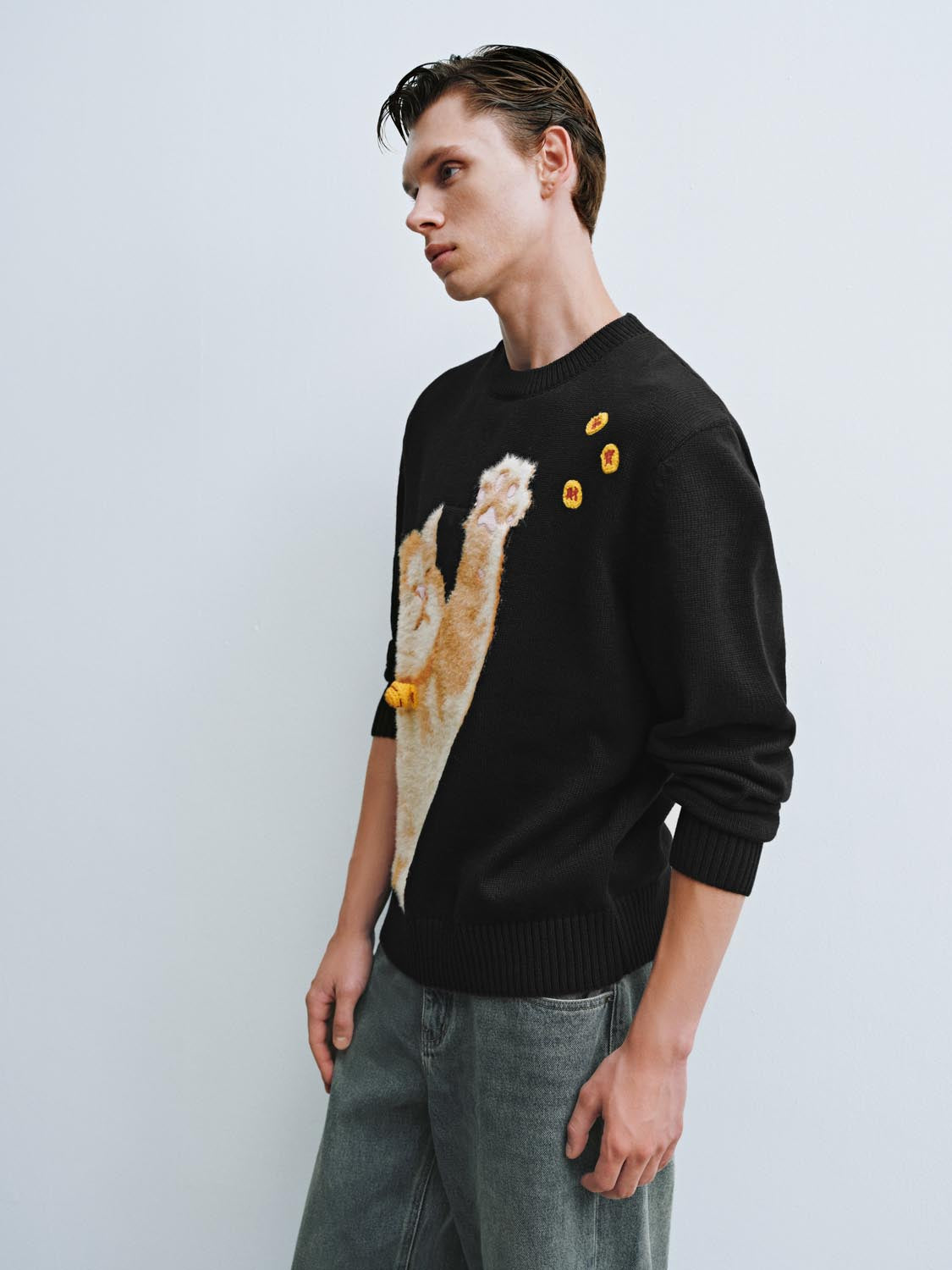 Intarsia Long Sleeve Knitted T-Shirts