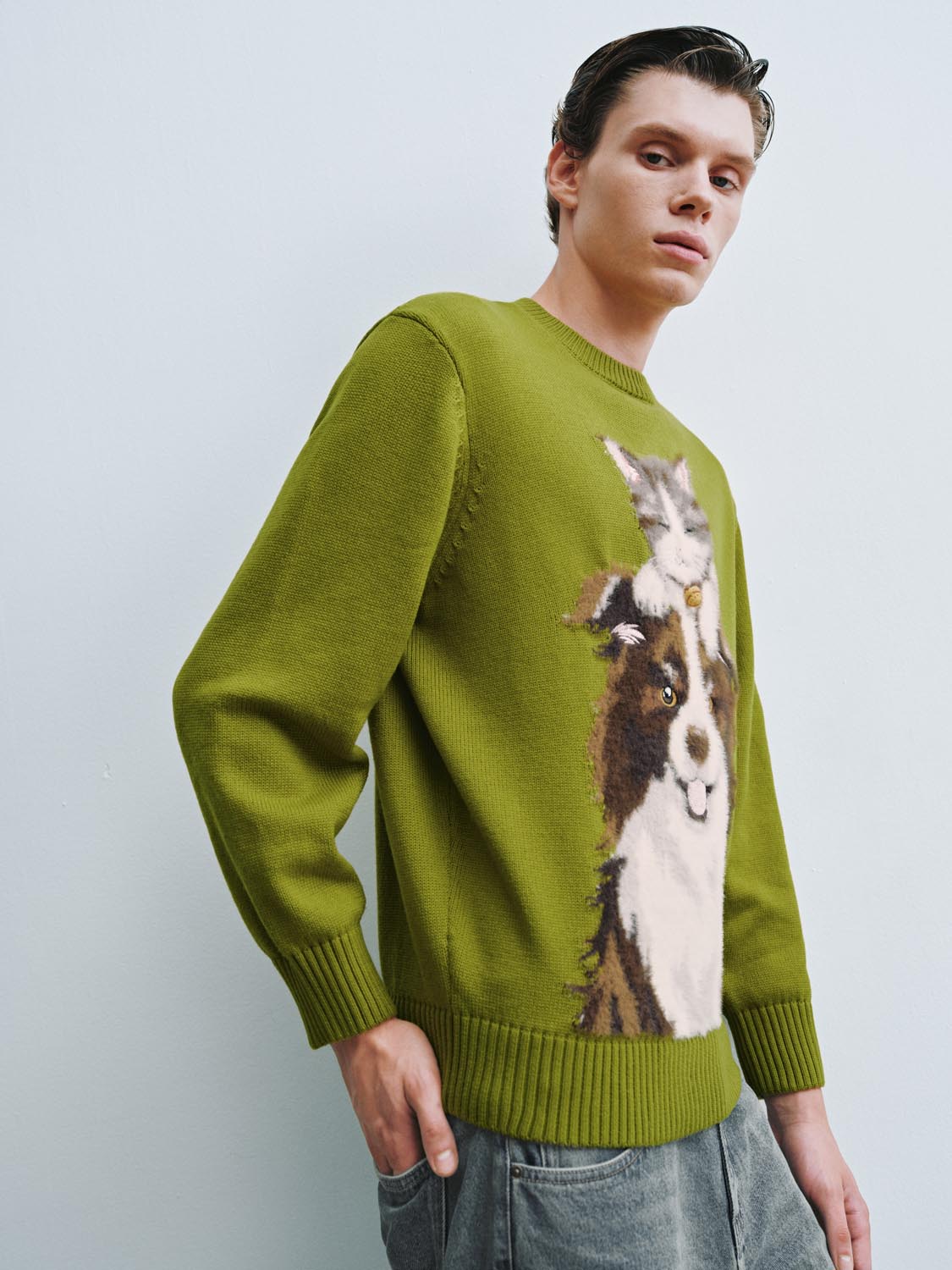 Intarsia Long Sleeve Knitted T-Shirts