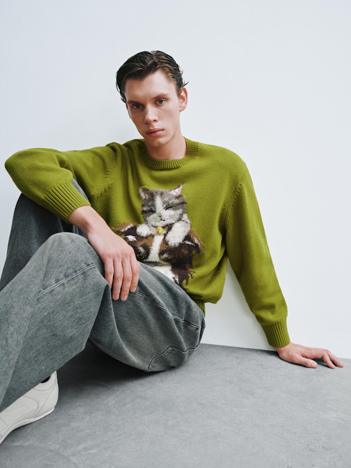 Intarsia Long Sleeve Knitted T-Shirts