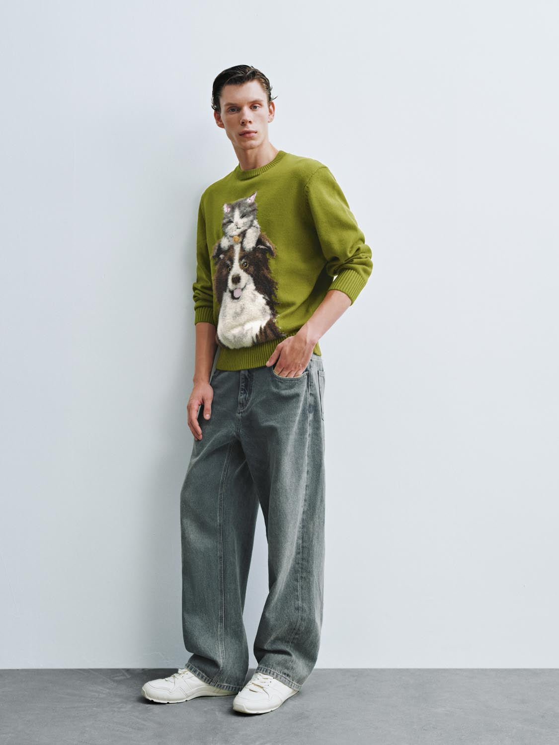 Intarsia Long Sleeve Knitted T-Shirts