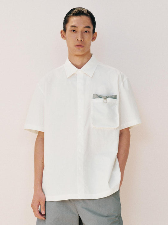 Boxy White Pocket With Metal D-Ring Shirt