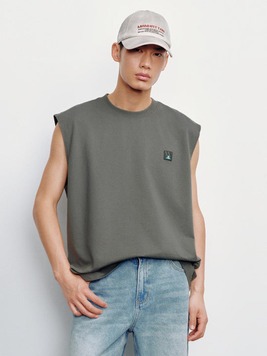 100% Cotton Small Embroidered Patch Tank Tops