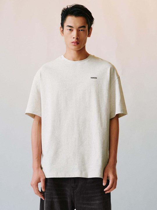 Round Neck Small Logo Cotton Loose Casual Short Sleeve Tee