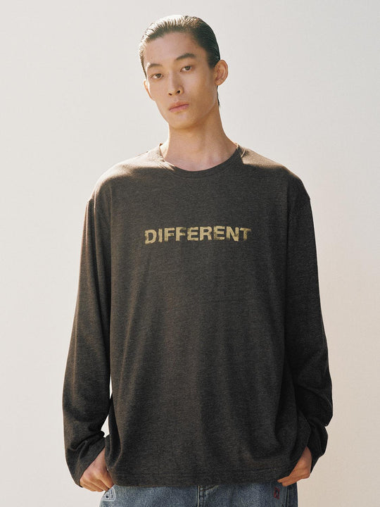 Text Print Crew Neck Long Sleeve Cotton Blend T-Shirt