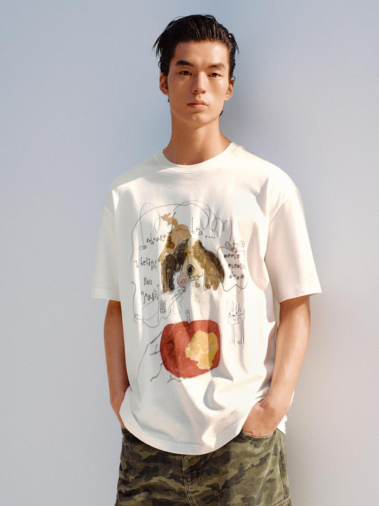 Printed Regular Crew Neck Short Sleeve Cotton T-shirt