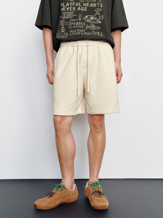 Cotton Elastic Drawstring Waist Relaxed Shorts