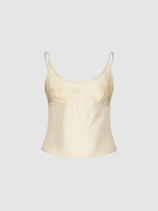 Delicate Embroidered Silk Cotton Cami Top