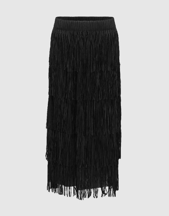 Elastic Waist Midi Straight Skirt