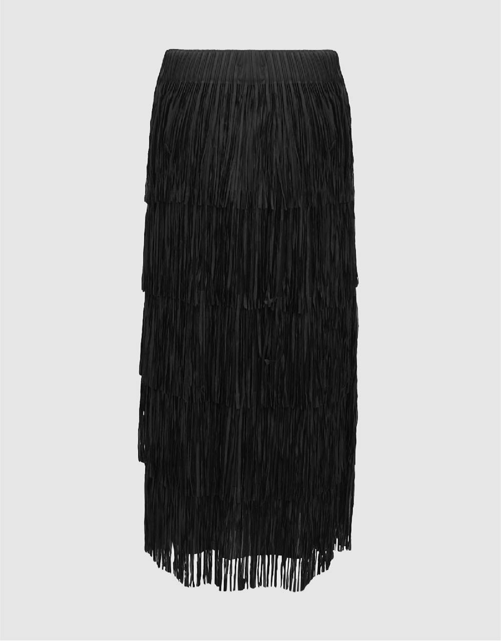Elastic Waist Midi Straight Skirt