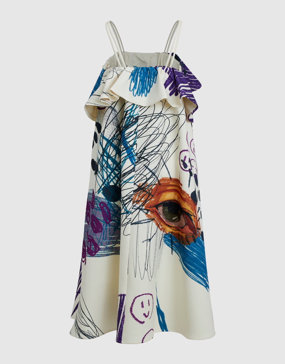 Sleeveless Off-Shoulder Straight Printed Dress