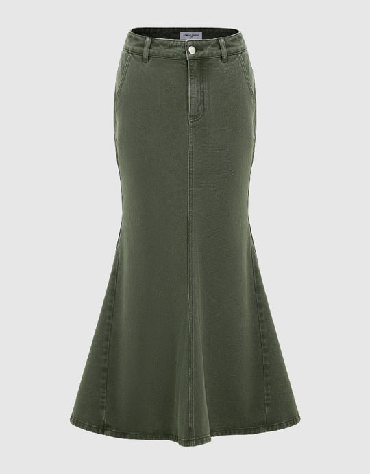 Fishtail Denim Skirt