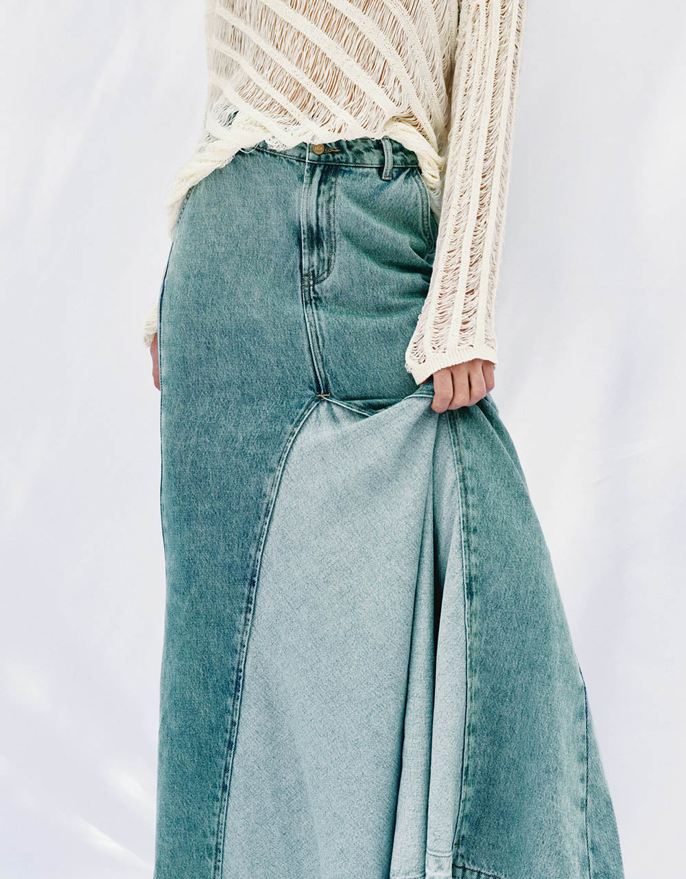 Maxi Skinny Fishtail Denim Skirt