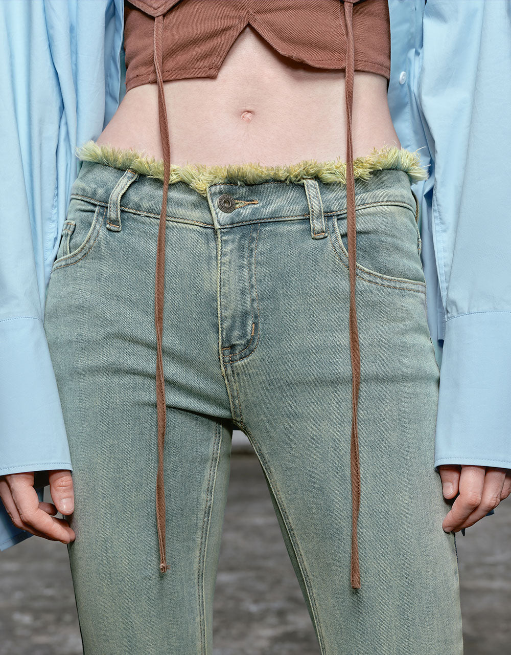 Raw Hem Flare Jeans