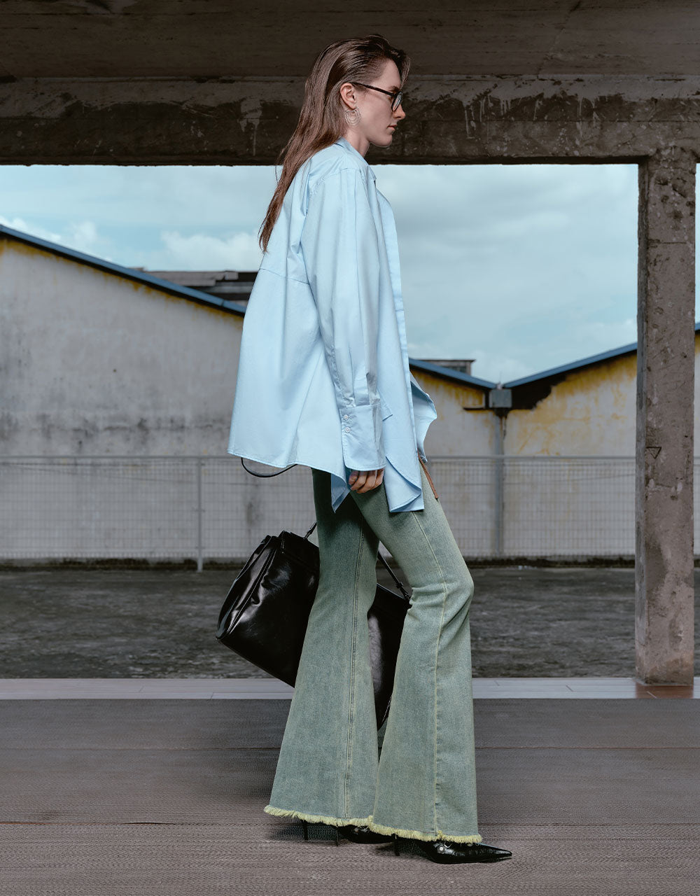 Raw Hem Flare Jeans