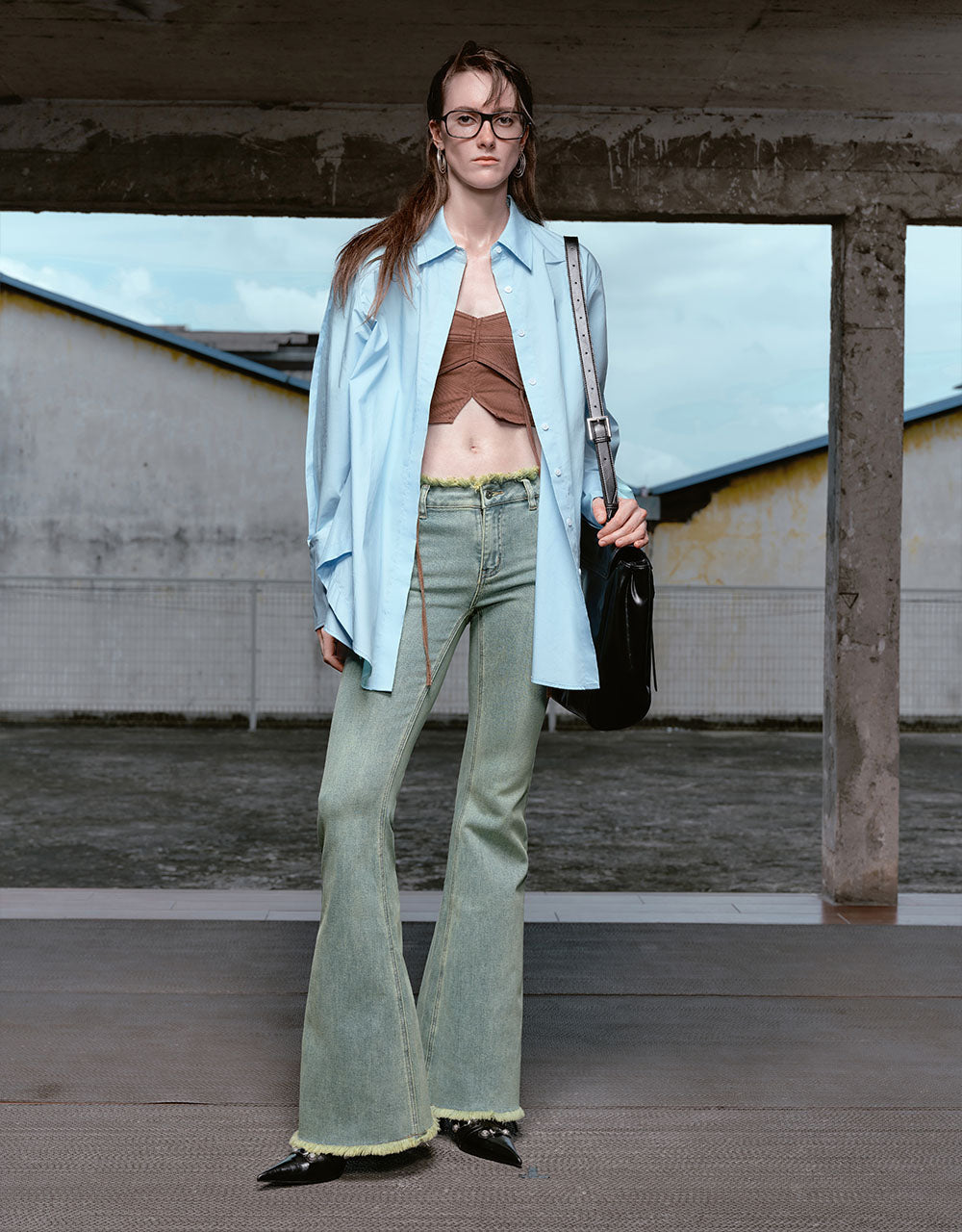 Raw Hem Flare Jeans