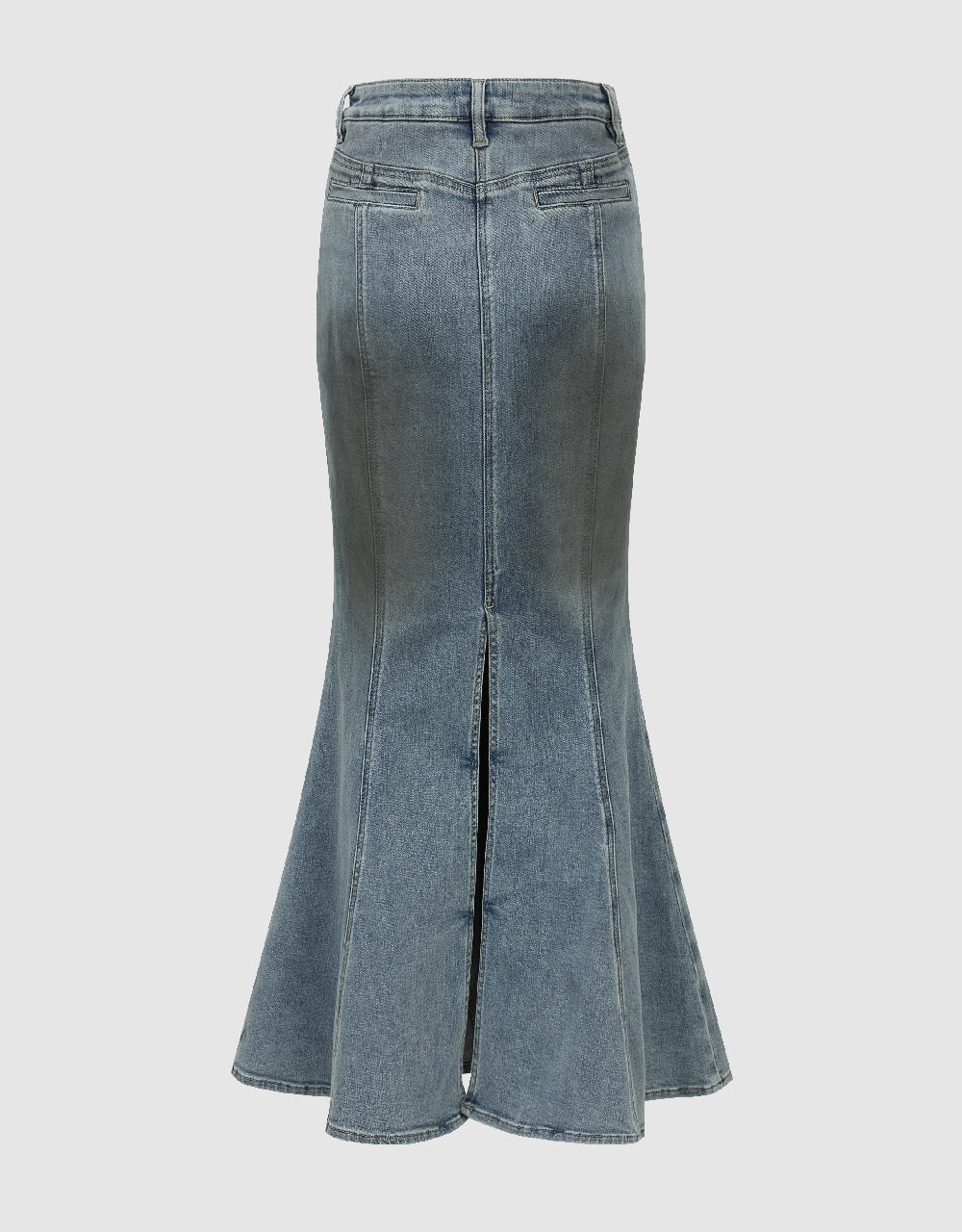 Gradient Denim Fishtail Skirt