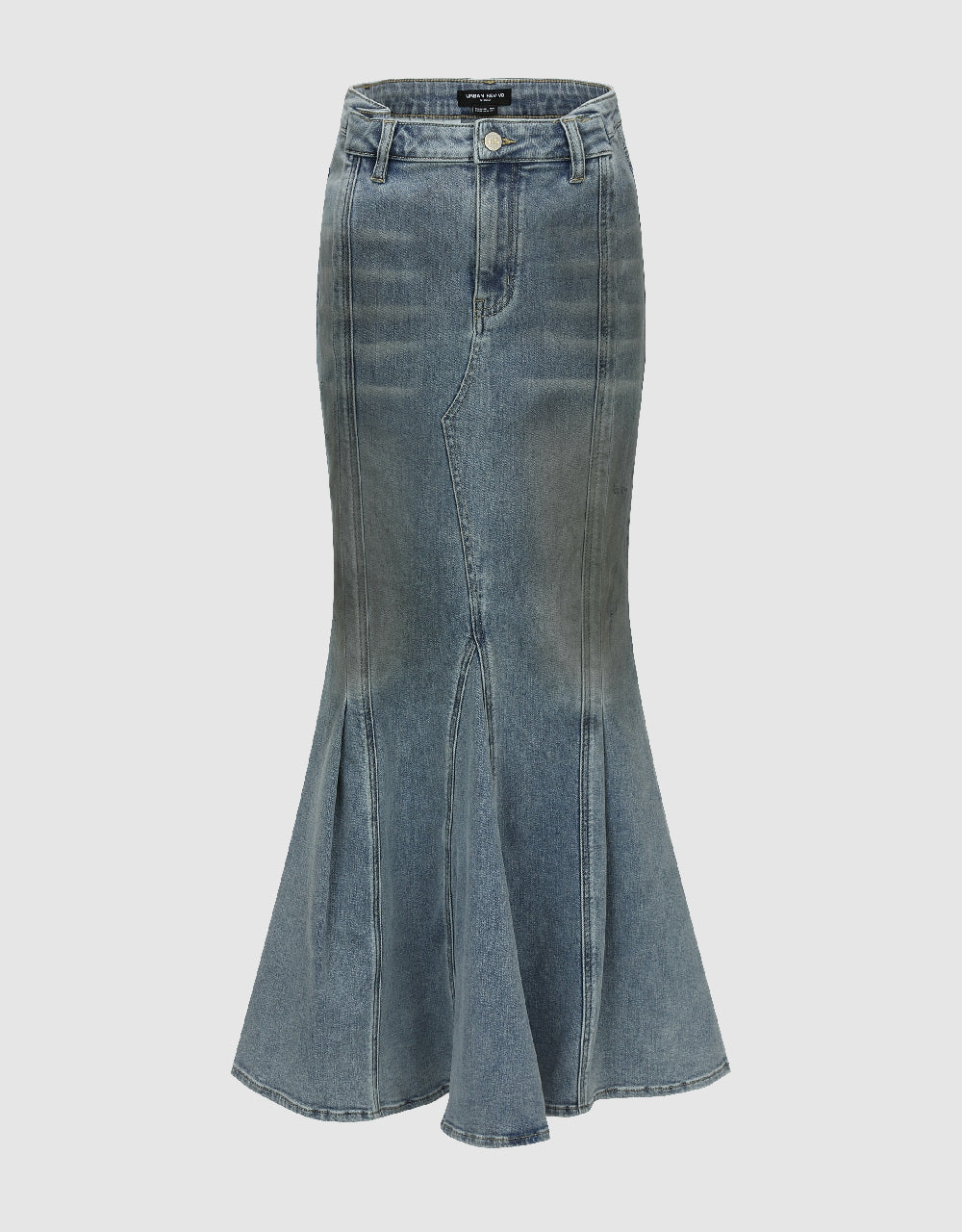 Gradient Denim Fishtail Skirt